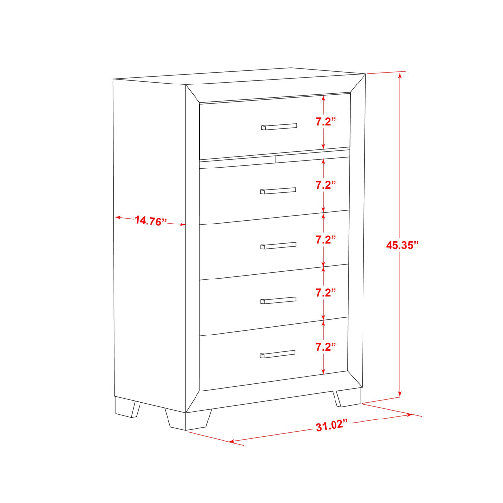 Juego de dormitorio de 2 piezas East West Furniture DE20-K0000C. Incluye una cama tamaño king y una cómoda con cajones. Acabado gris cepillado.
