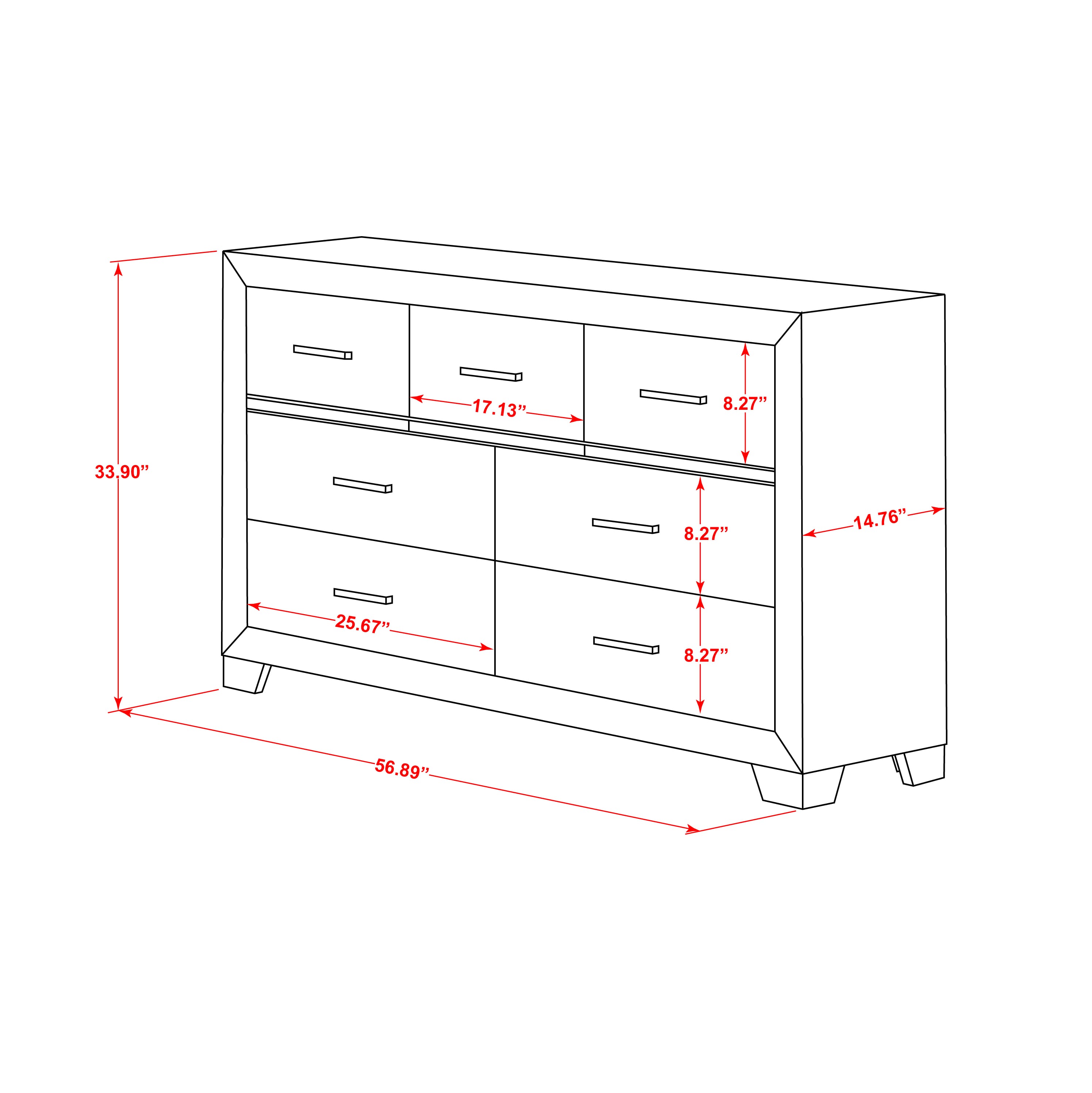 Juego de dormitorio Denali tamaño queen de 6 piezas con cama queen de East West Furniture DE20-Q2NDMC