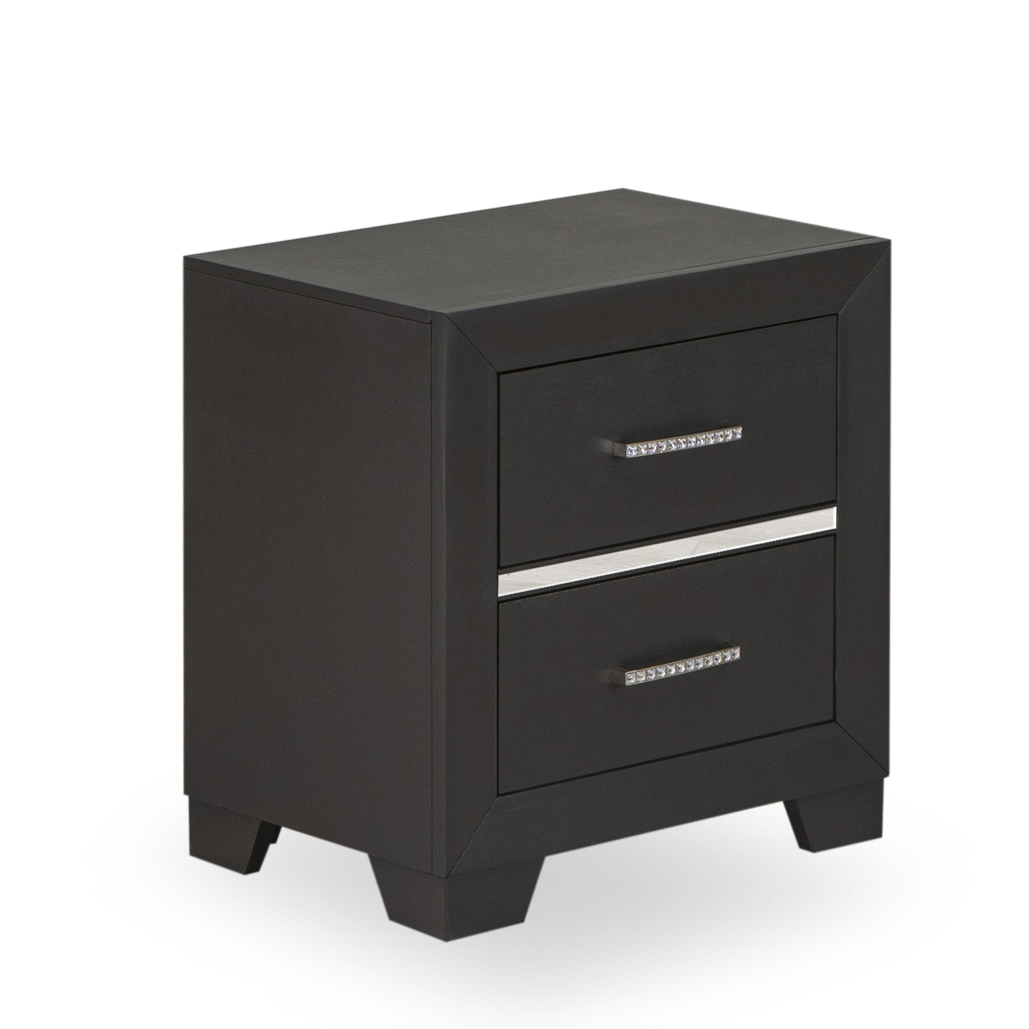 East West Furniture DE20-K1NDM0 4 Piece Bedroom Set contain 1 King Bed Frame, 1 Night Stand, 1 Bedroom Dresser and a Large Mirror - Brushed Gray Finish