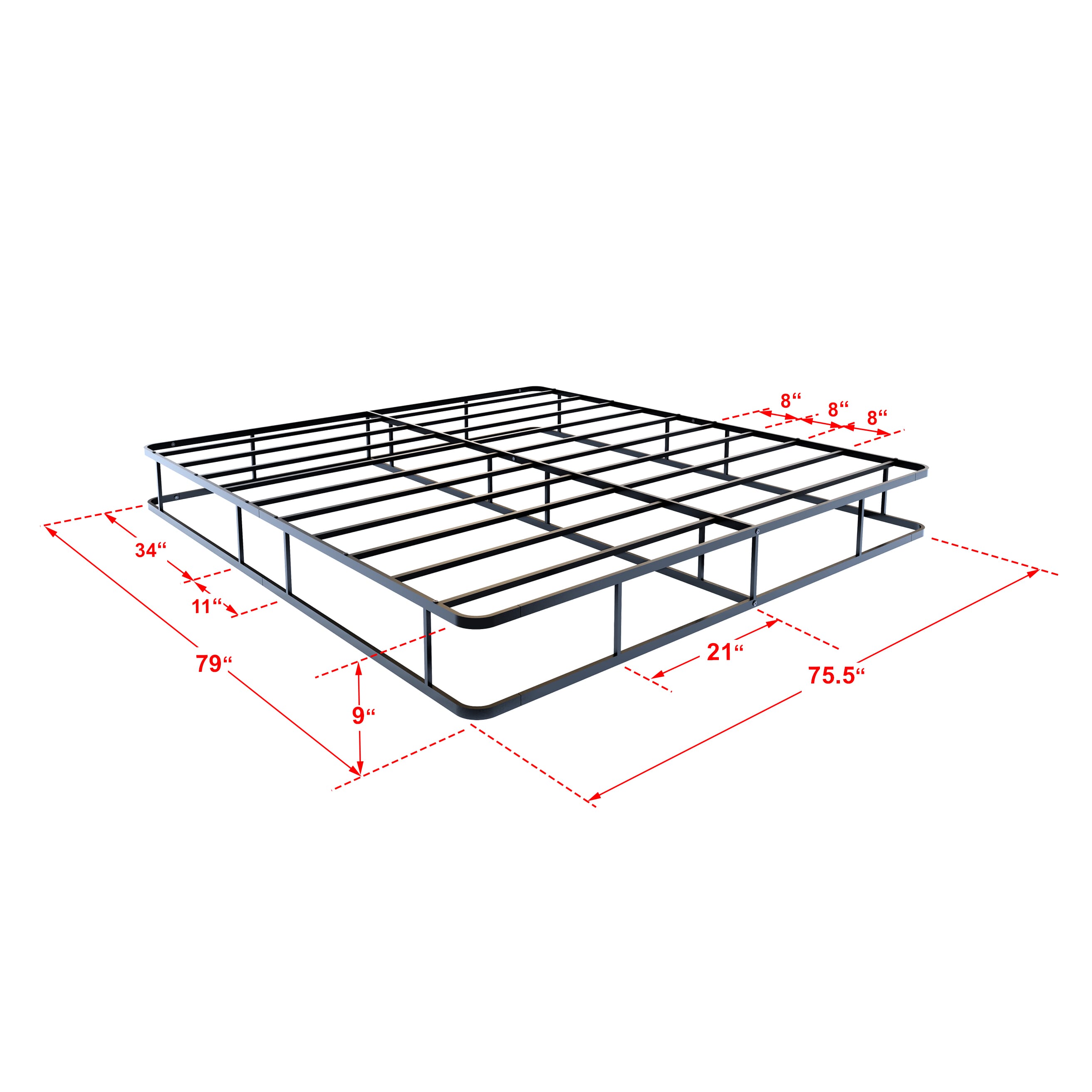 EAST WEST FURNITURE - DHKBBLK - Dothan Metal King Bed Frame with Magnificent Design Headboard and Footboard - Premium Metal Frame in Powder Coating Black