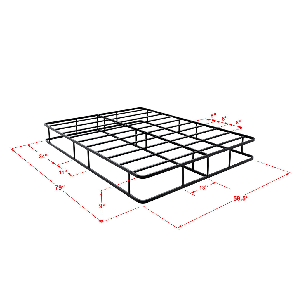 EAST WEST FURNITURE - DHQBBLK - Dothan Queen Bed Frame with Luxurious Style Headboard and Footboard - High Quality Metal Frame in Powder Coating Black