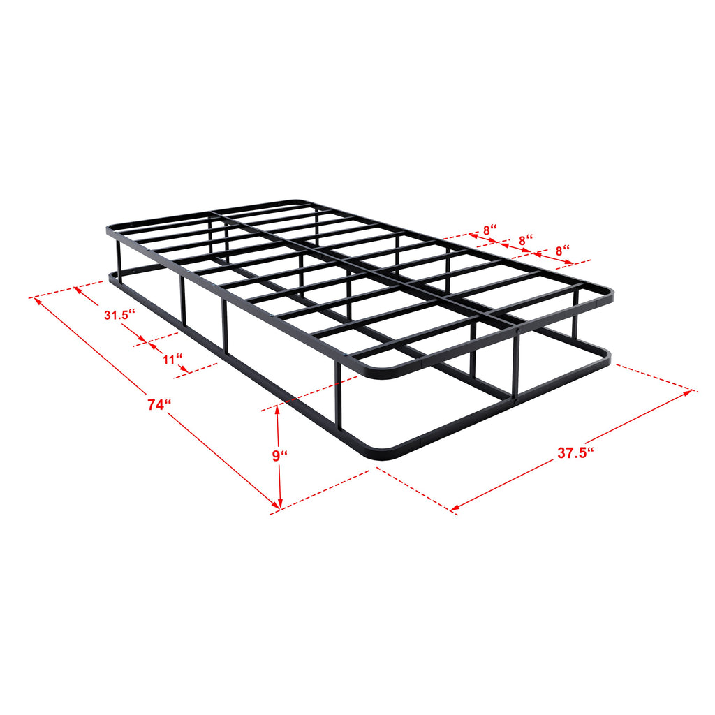 East West Furniture DHTBBLK Dothan Metal Twin Bed Frame with Luxurious Style Headboard and Footboard - High Quality Metal Frame in Powder Coating Black