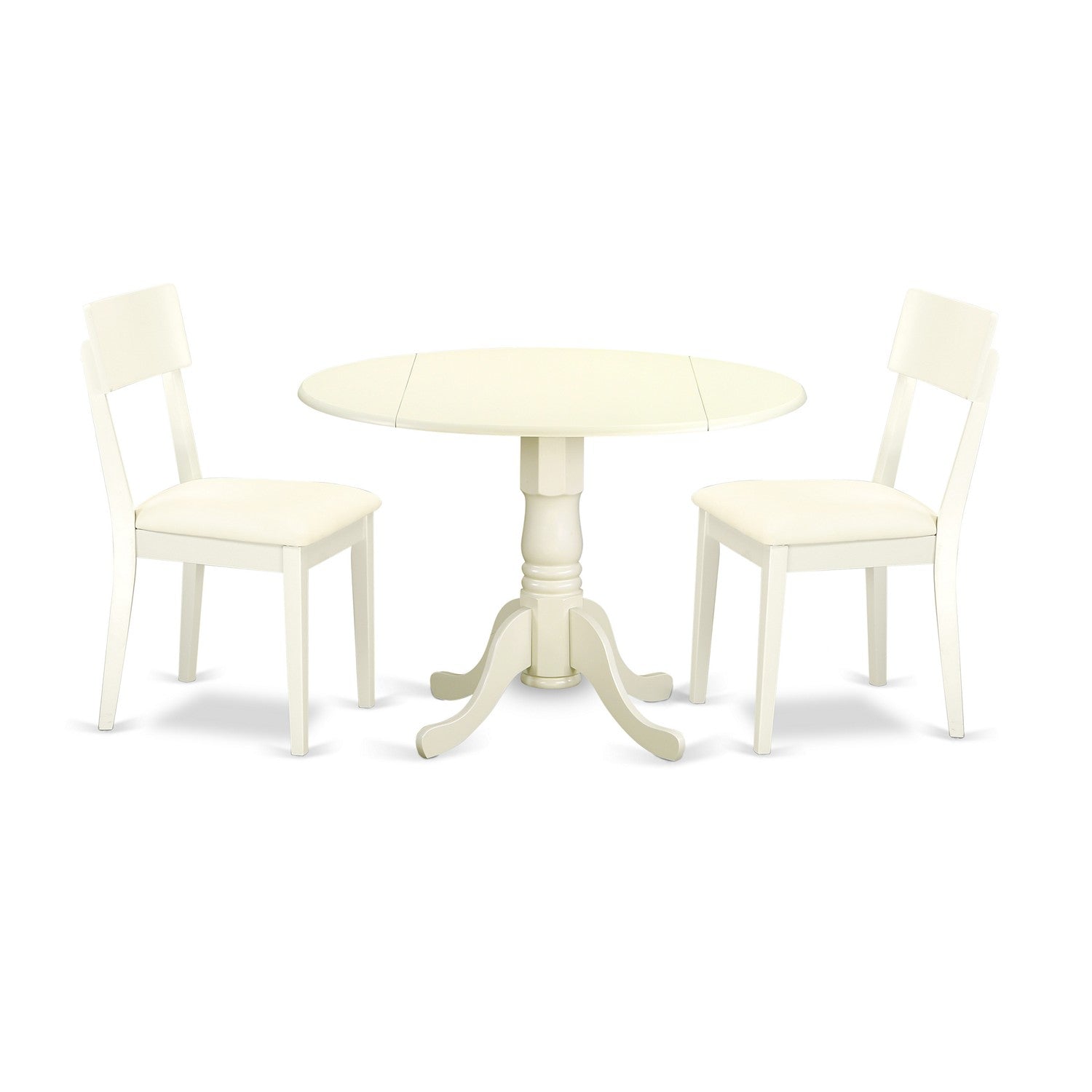 DLAD3-WHI-LC 3 PC Dublin kitchen table set-Dining table and 2 Faux Leather Kitchen chairs