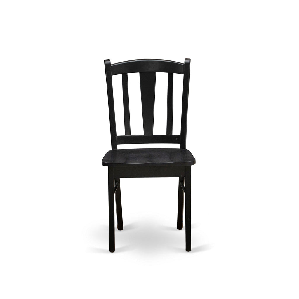 Juego de mesa de cocina de 5 piezas East West Furniture DLDL5-BLK-W para 4 personas. Incluye una mesa de comedor redonda con alas abatibles y 4 sillas de comedor.