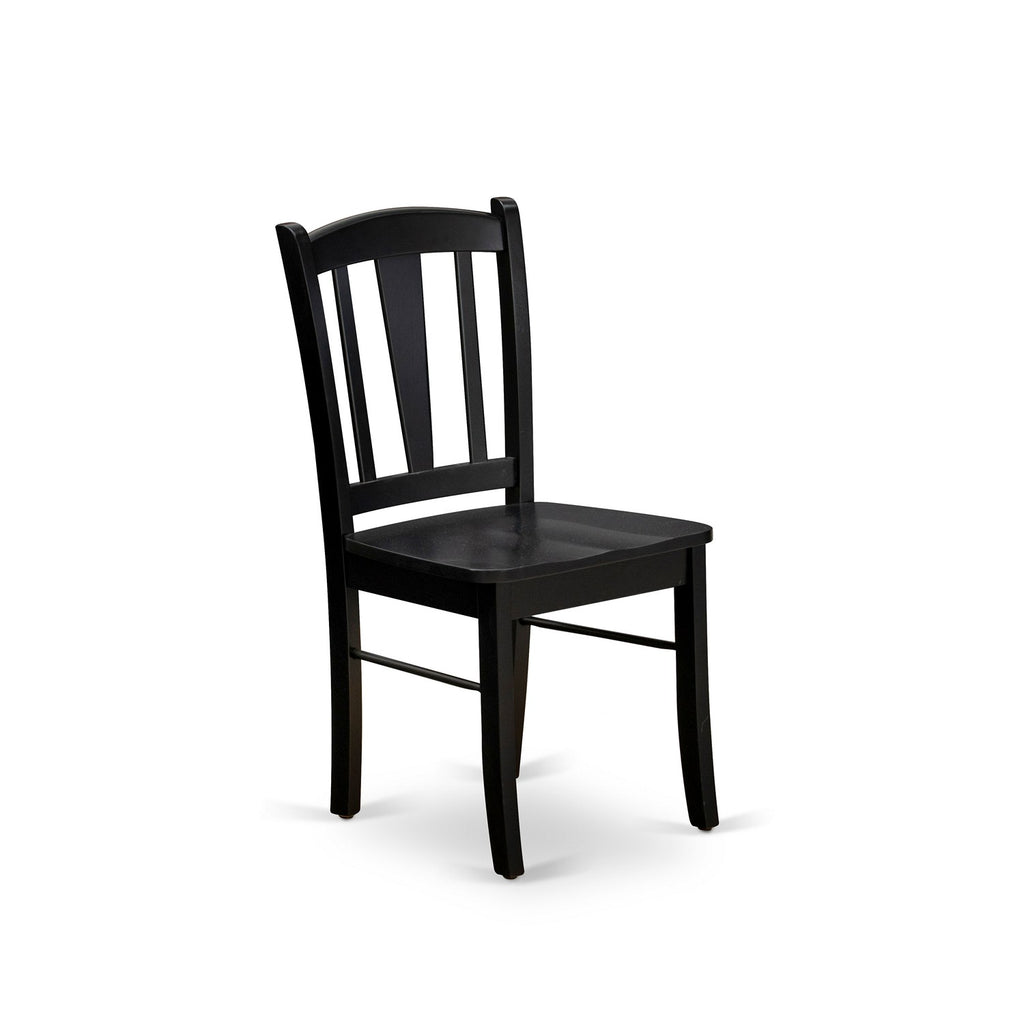East West Furniture DLC-BLK-W Dublin Kitchen Dining Chairs - Slat Back Wood Seat Chairs