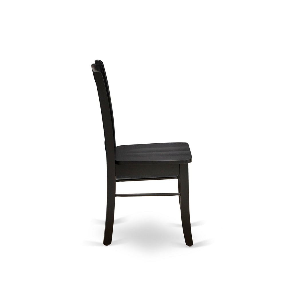 East West Furniture DLC-BLK-W Dublin Kitchen Dining Chairs - Slat Back Wood Seat Chairs
