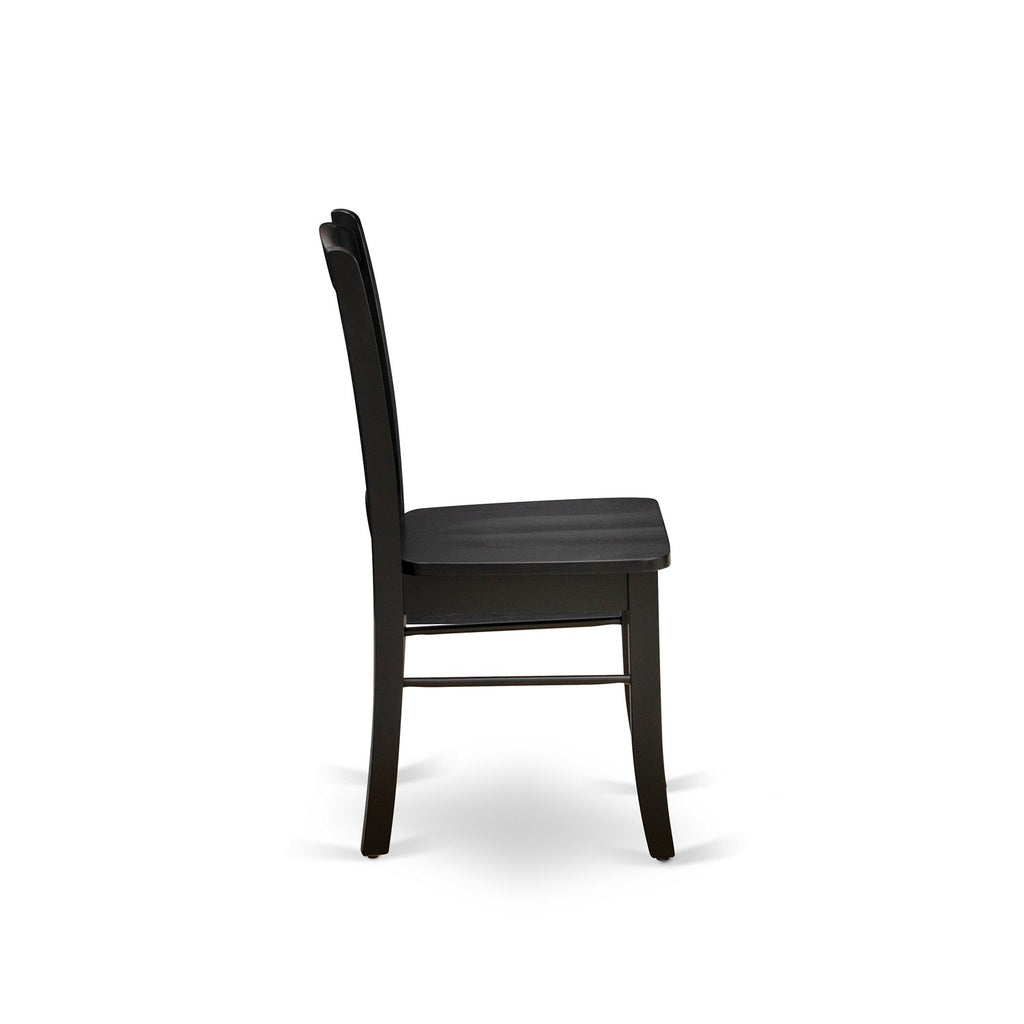 East West Furniture DLC-BLK-W Dublin Kitchen Dining Chairs - Slat Back Wood Seat Chairs, Set of 2, Black