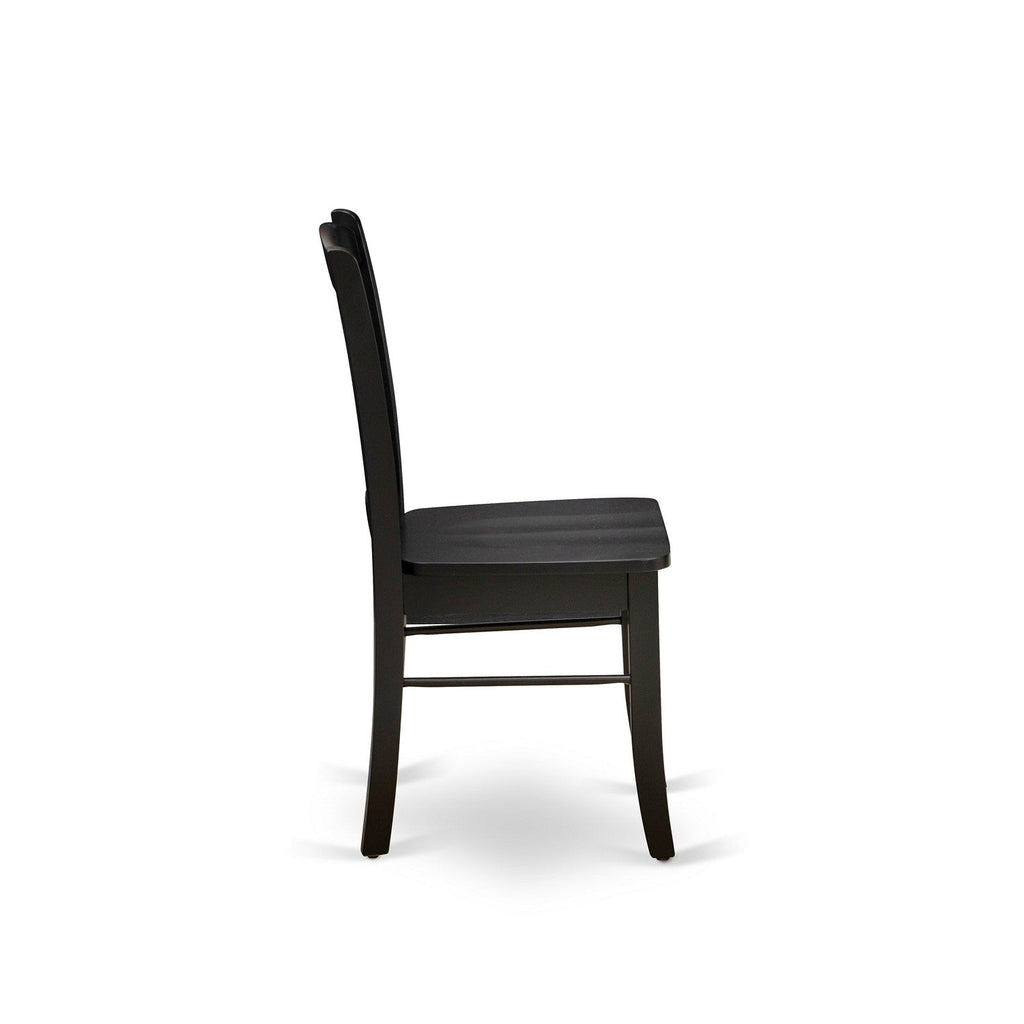 Juego de mesa de cocina de 5 piezas East West Furniture DLDL5-BLK-W para 4 personas. Incluye una mesa de comedor redonda con alas abatibles y 4 sillas de comedor.