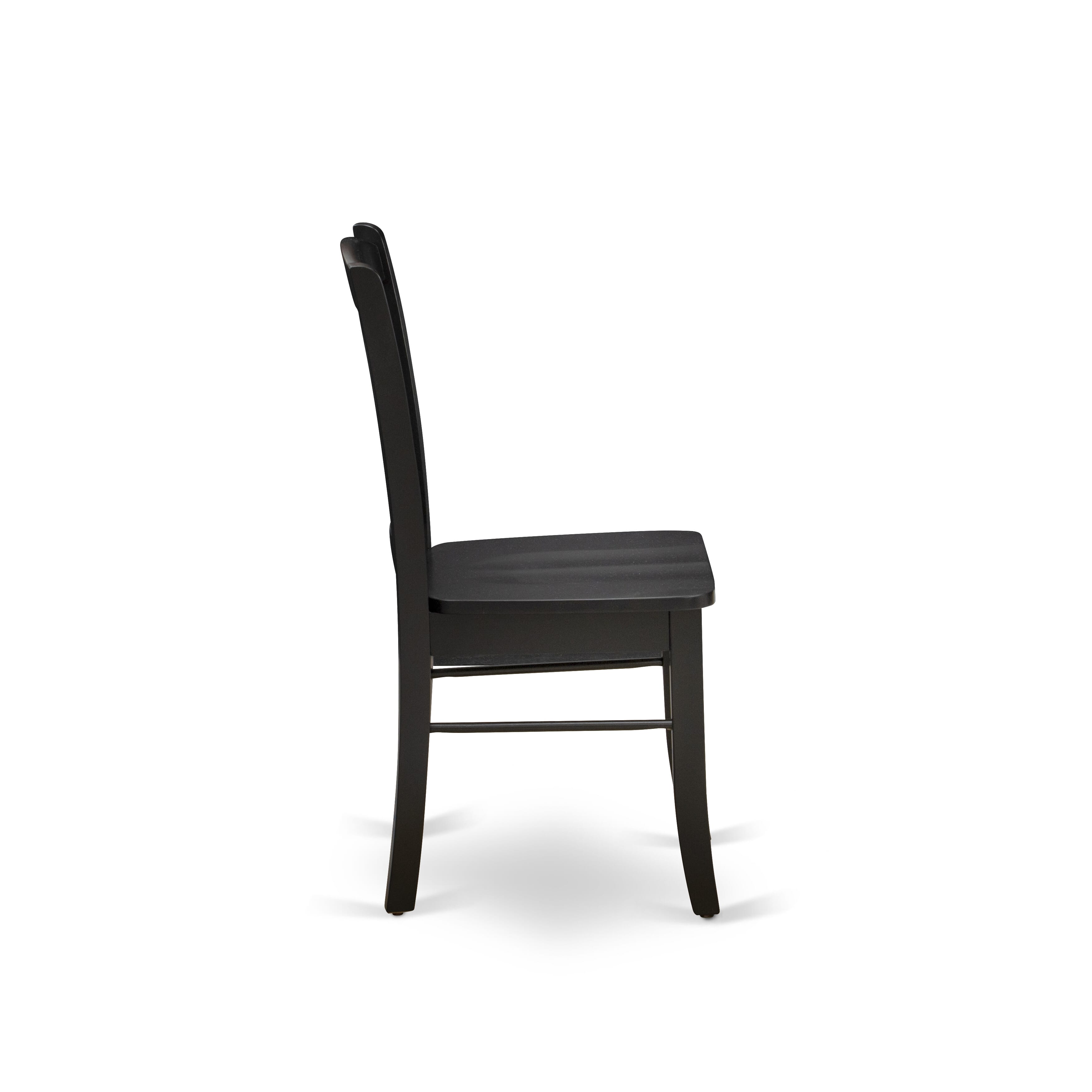 EAST WEST FURNITURE - SHDL3-BLK-W - 3-Pc Modern Dinette Room Set - 2 Wooden Dining Chairs and 1 Dining Table - Black Finish