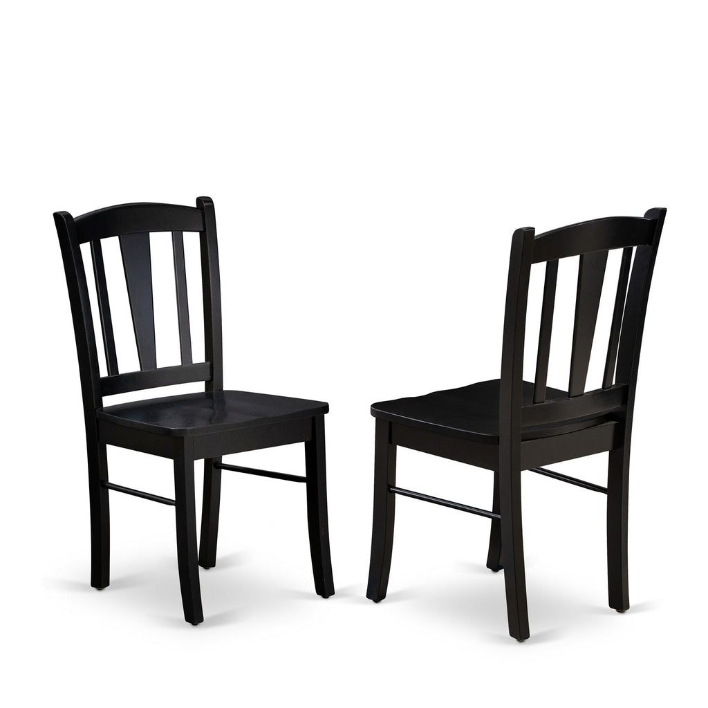 East West Furniture DLC-BLK-W Dublin Kitchen Dining Chairs - Slat Back Wood Seat Chairs, Set of 2, Black