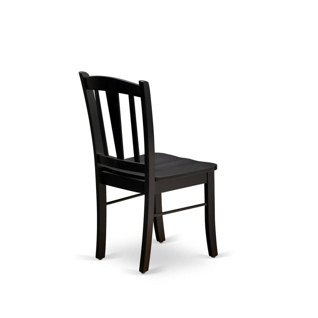 East West Furniture DLC-BLK-W Dublin Kitchen Dining Chairs - Slat Back Wood Seat Chairs