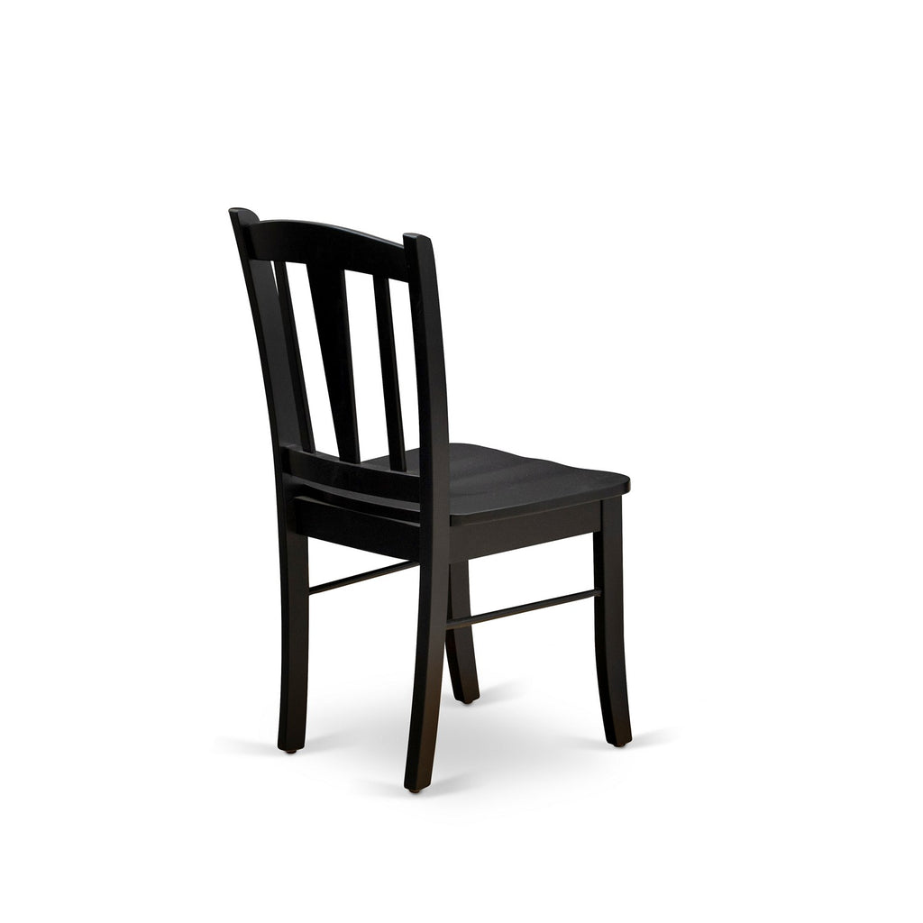 East West Furniture DLC-BLK-W Dublin Kitchen Dining Chairs - Slat Back Wood Seat Chairs, Set of 2, Black