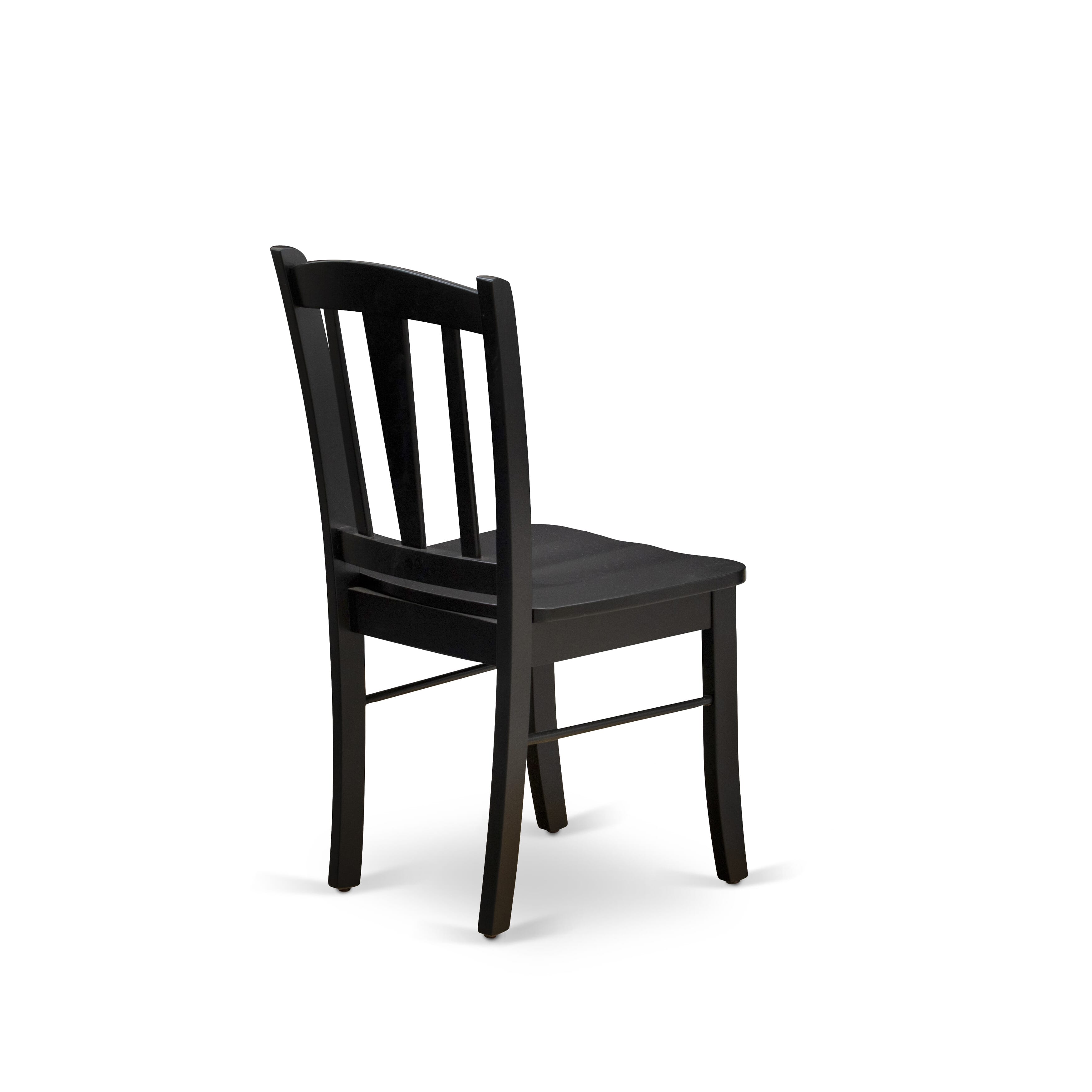 EAST WEST FURNITURE - SHDL3-BLK-W - 3-Pc Modern Dinette Room Set - 2 Wooden Dining Chairs and 1 Dining Table - Black Finish