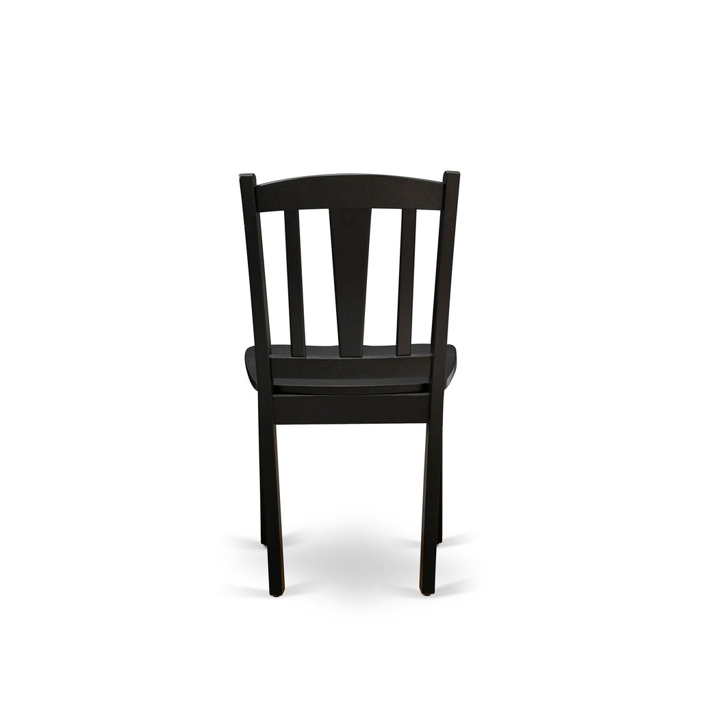 East West Furniture DLC-BLK-W Dublin Kitchen Dining Chairs - Slat Back Wood Seat Chairs, Set of 2, Black