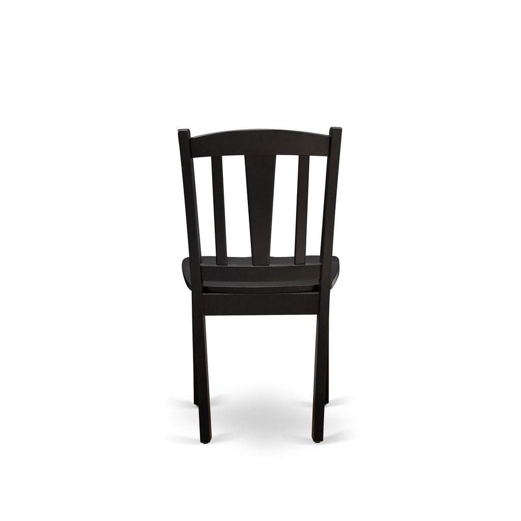 East West Furniture DLDL3-BLK-W 3 Piece Dining Room Furniture Set Contains a Round Kitchen Table with Dropleaf and 2 Dining Chairs, 42x42 Inch, Black