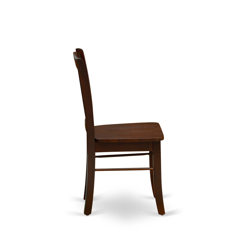 East West Furniture DLC-MAH-W Dublin Dining Chairs - Slat Back Solid Wood Seat Chairs, Set of 2, Mahogany