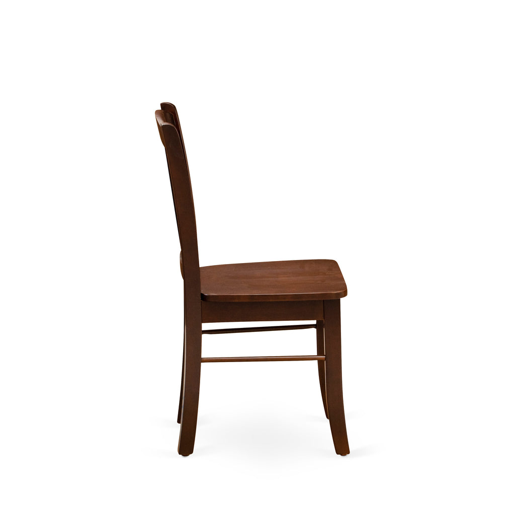 El juego de mesa y sillas de cocina de 5 piezas NDDL5-MAH-W de East West Furniture incluye una mesa de comedor rectangular con alas abatibles y 4 sillas con asiento de madera maciza.