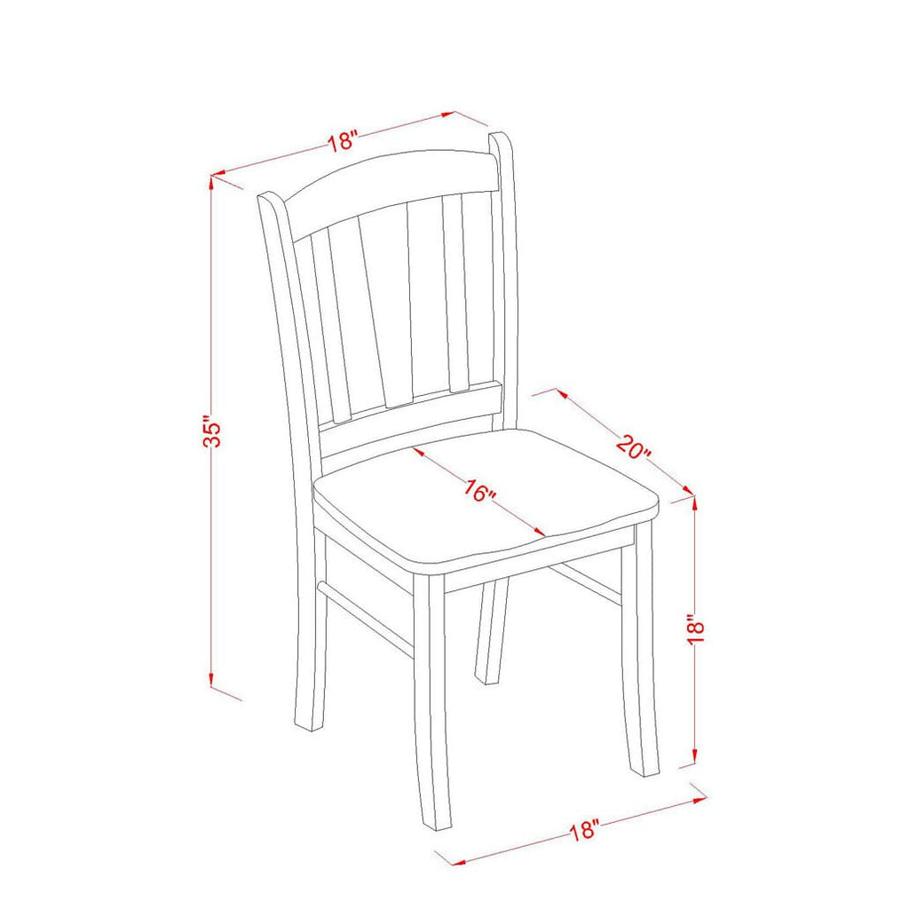 El juego de mesa y sillas de cocina de 5 piezas NDDL5-MAH-W de East West Furniture incluye una mesa de comedor rectangular con alas abatibles y 4 sillas con asiento de madera maciza.