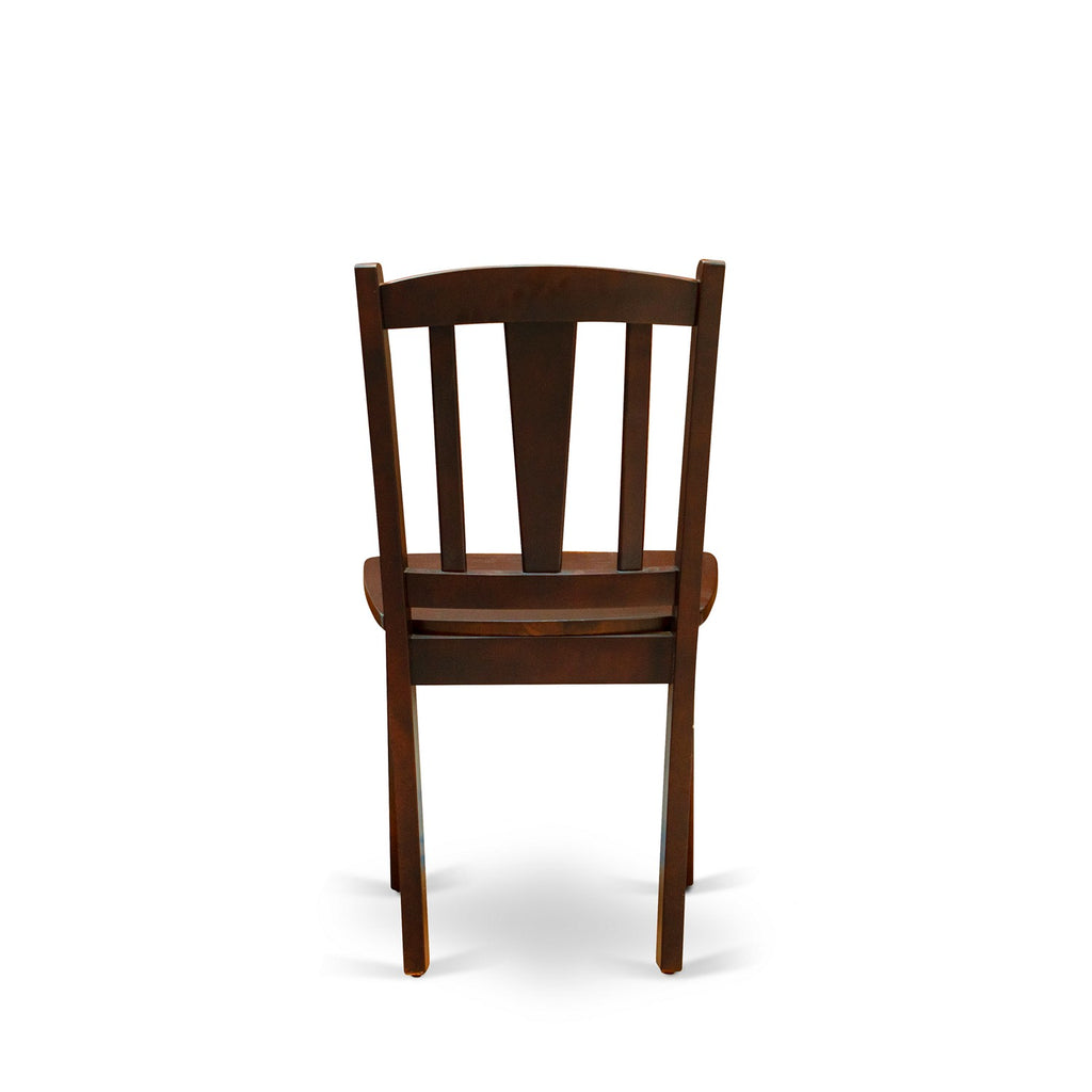 East West Furniture DLC-MAH-W Dublin Dining Chairs - Slat Back Solid Wood Seat Chairs, Set of 2, Mahogany