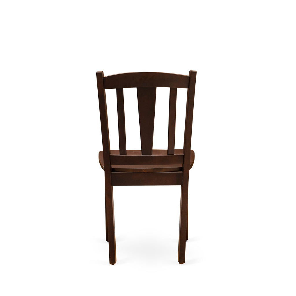 El juego de mesa y sillas de cocina de 5 piezas NDDL5-MAH-W de East West Furniture incluye una mesa de comedor rectangular con alas abatibles y 4 sillas con asiento de madera maciza.