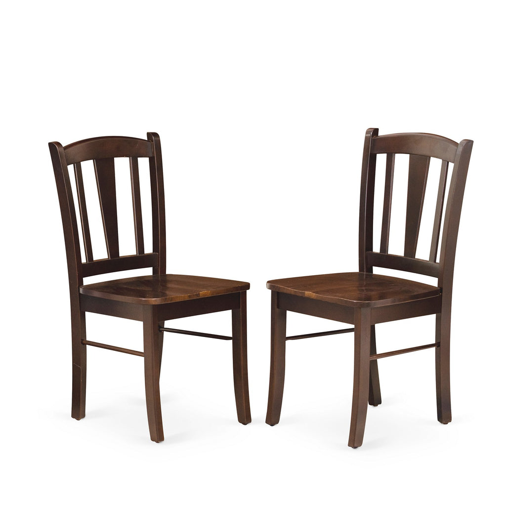 East West Furniture DLC-MAH-W Dublin Dining Chairs - Slat Back Solid Wood Seat Chairs, Set of 2, Mahogany