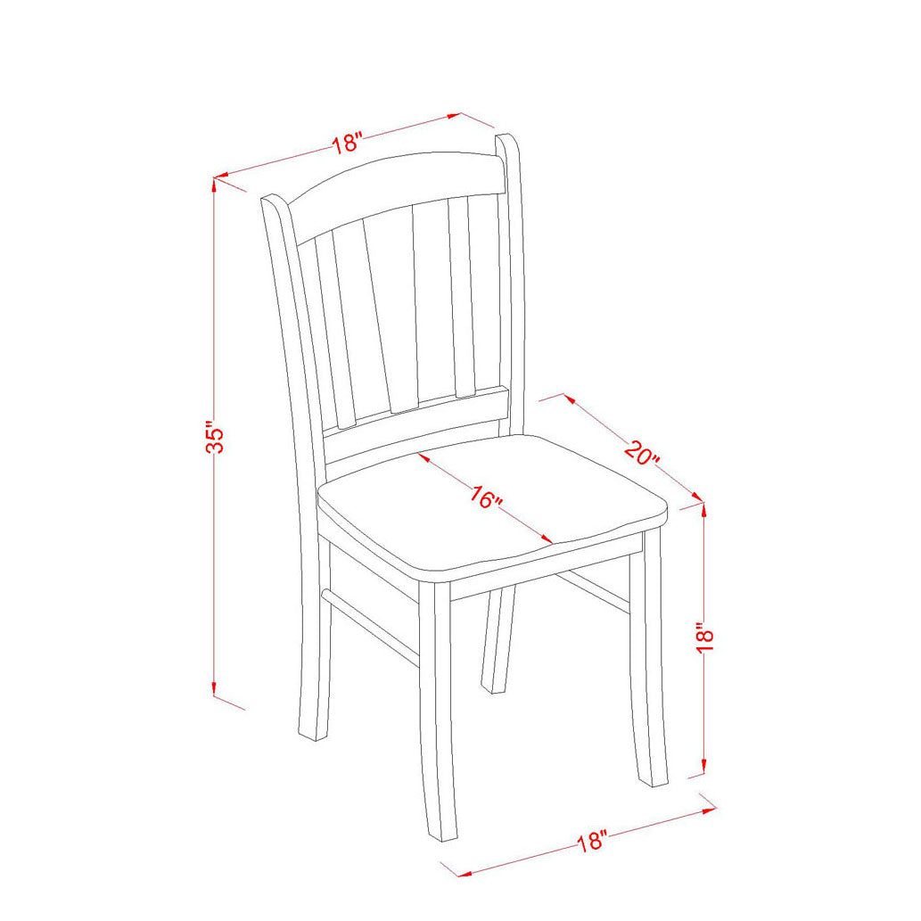 DLC-OAK-W Dublin Dining room Chair with Wood Seat - Set of 2