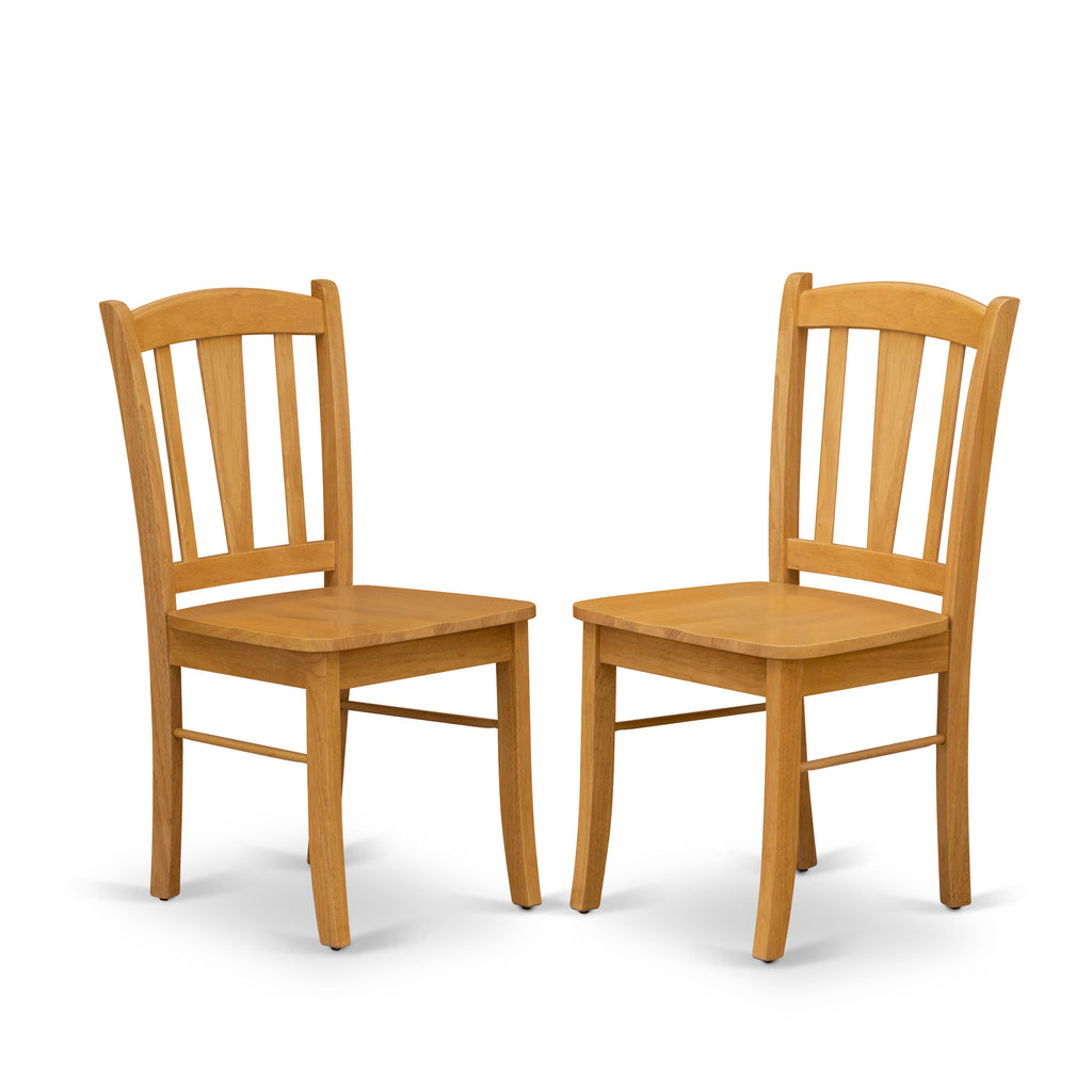East West Furniture AMDL3-OAK-W 3Pc Dining Table Set - 36 Round Table and 2 Dining Chairs - Oak Color