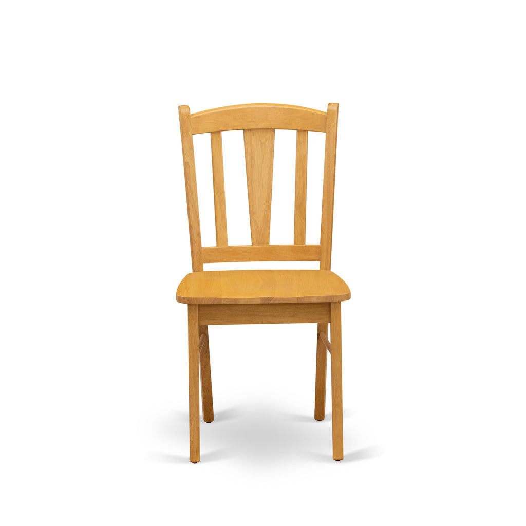 East West Furniture AMDL3-OAK-W 3Pc Dining Table Set - 36 Round Table and 2 Dining Chairs - Oak Color