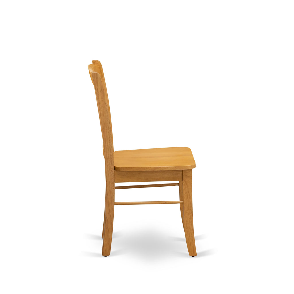 East West Furniture AMDL5-OAK-W 5 Piece Dinette Set for 4 Includes a Round Kitchen Table with Pedestal and 4 Dining Chairs