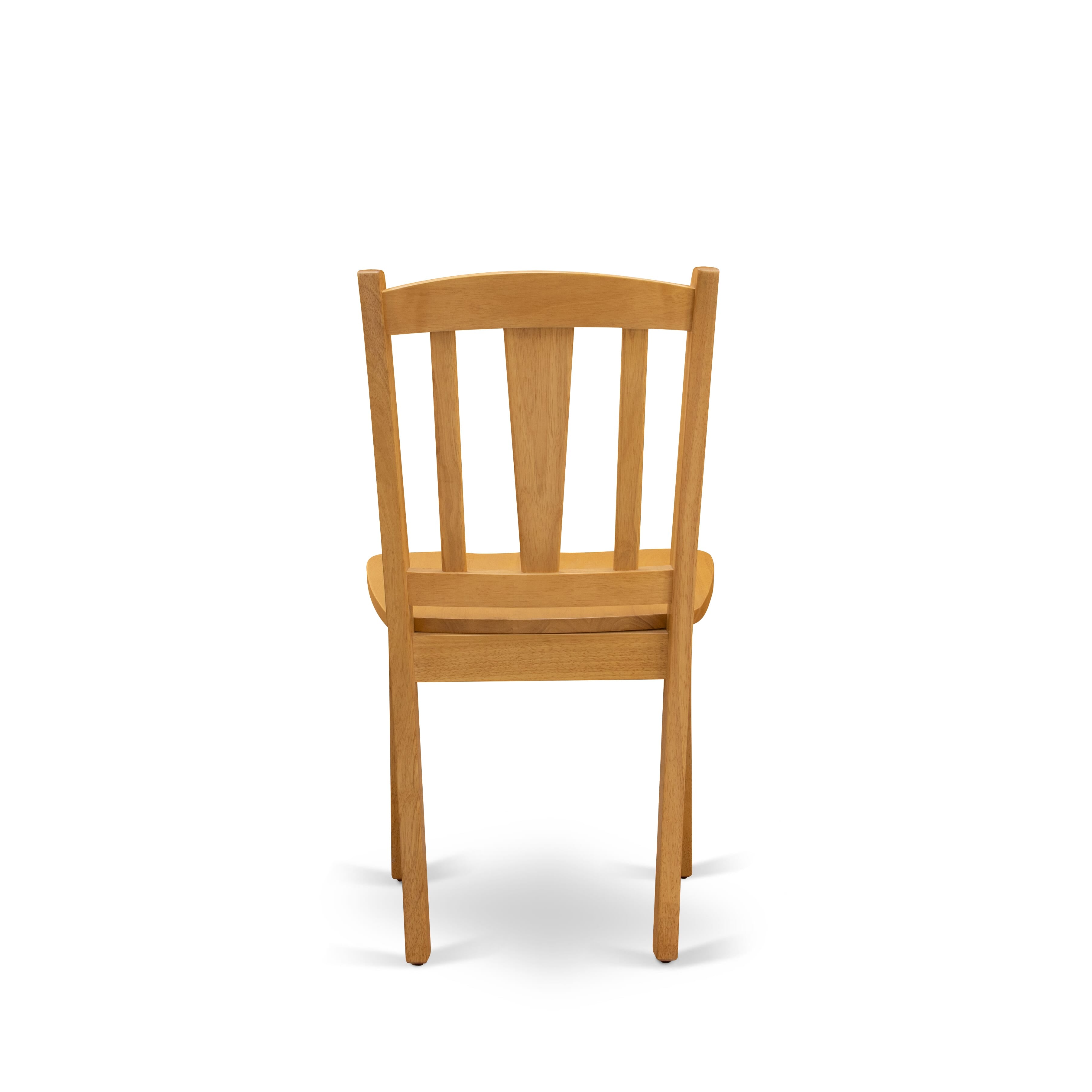 EAST WEST FURNITURE - ANDL5-OAK-W - 5-Pc Dining Room Table Set- 4 Dining Room Chair and dining table - Wooden Seat and Slatted Chair Back - Oak Finish