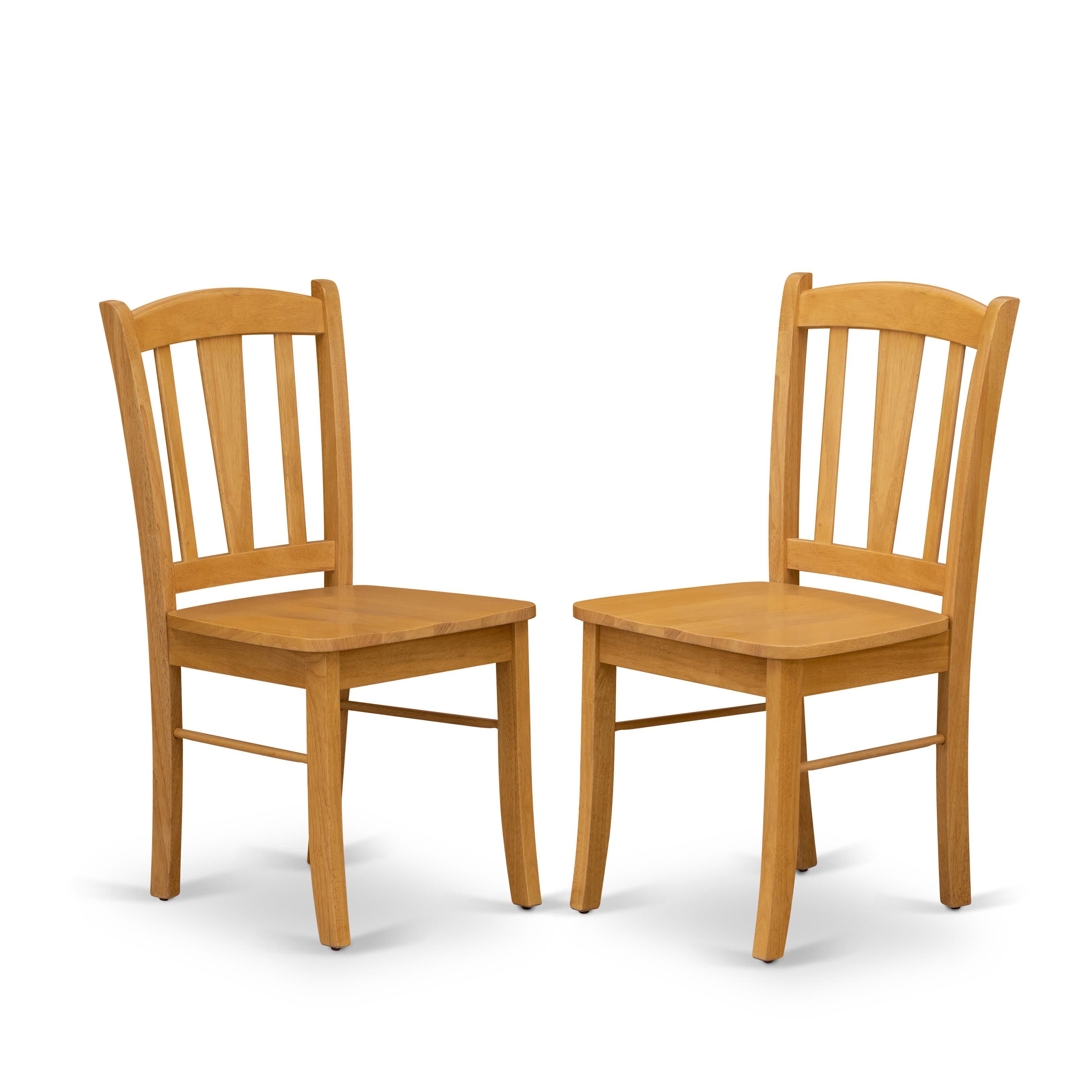 EAST WEST FURNITURE - NFDL3-OAK-W - 3-Piece Dining Room Table Set- 2 Wooden Chairs with Wooden Seat and Slatted Chair Back - Removable leaf Rectangular Table - Oak Finish