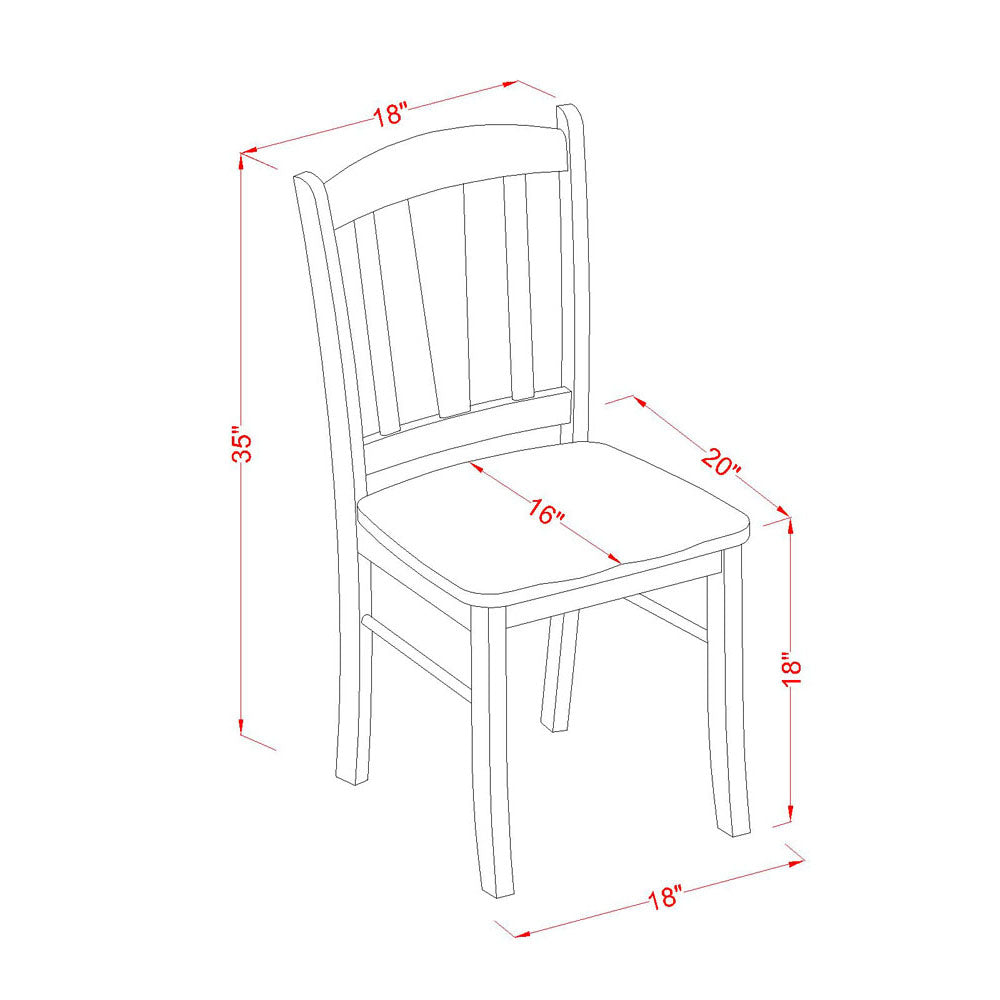 East West Furniture DLC-OAK-W Dublin Dining Chairs - Slat Back Wooden Seat Chairs, Set of 2, Oak