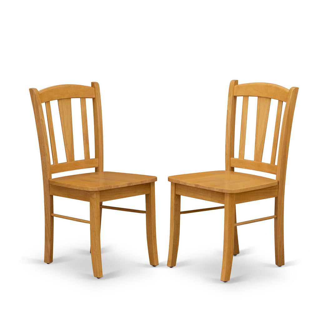 East West Furniture DLC-OAK-W Dublin Dining Chairs - Slat Back Wooden Seat Chairs