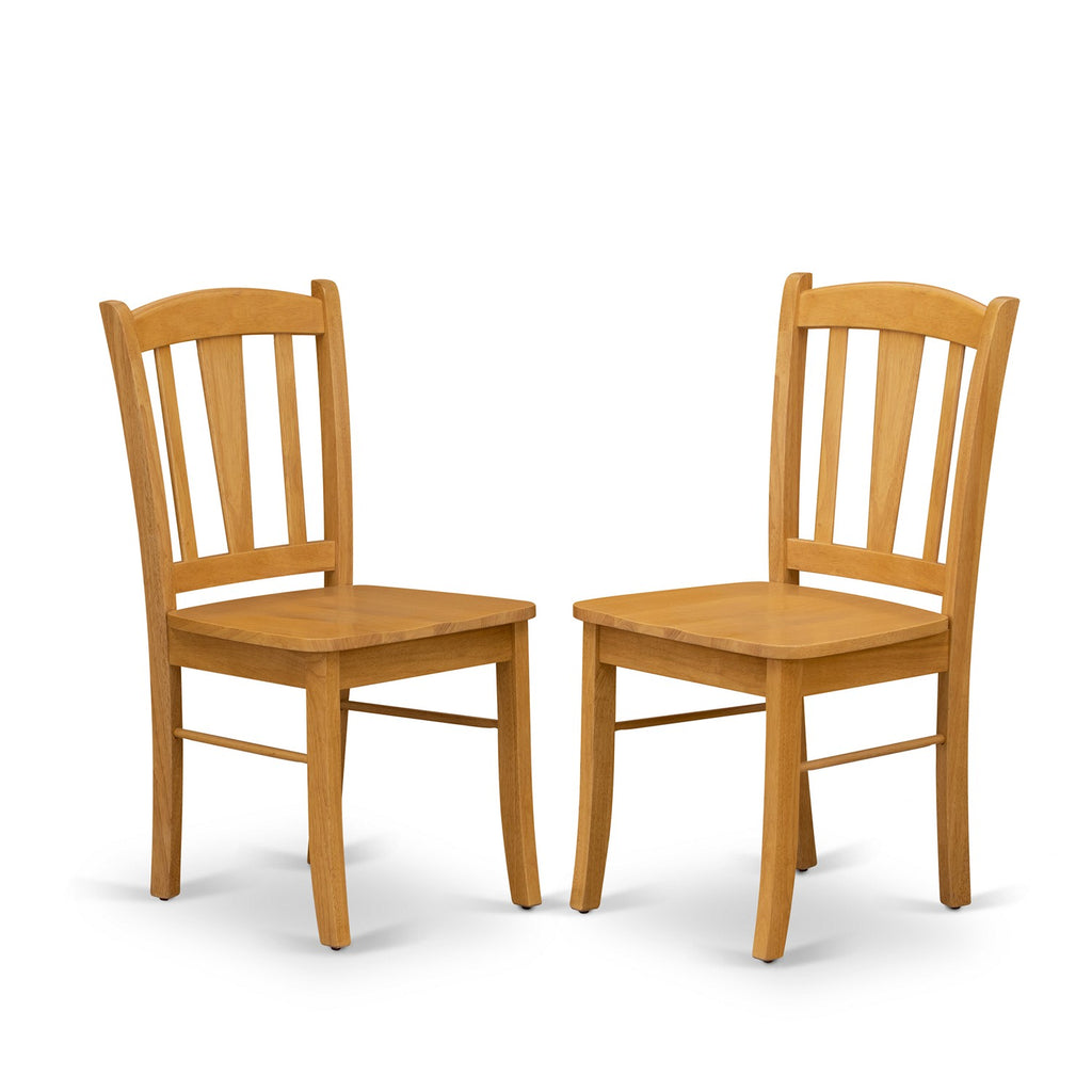 East West Furniture DLC-OAK-W Dublin Dining Chairs - Slat Back Wooden Seat Chairs, Set of 2, Oak