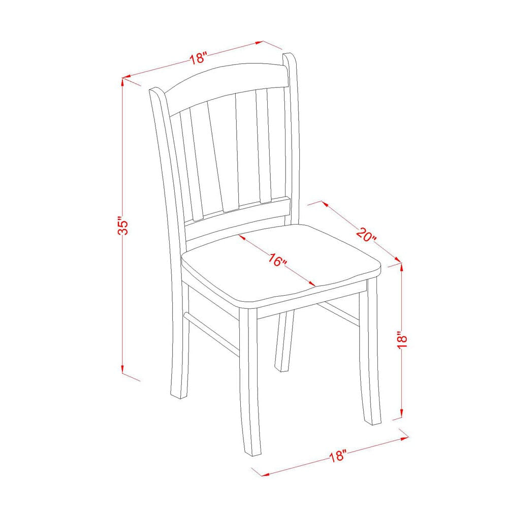 Juego de mesa de cocina de 5 piezas East West Furniture OXDL3-OAK-W para 4 personas. Incluye una mesa de comedor cuadrada y 4 sillas de comedor.