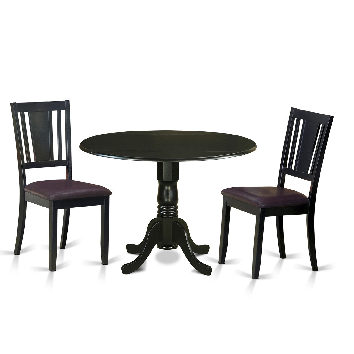 DLDU3-BLK-LC 3 Pc Kitchen Table set for 2-Dinette Table and 2 Kitchen Chairs