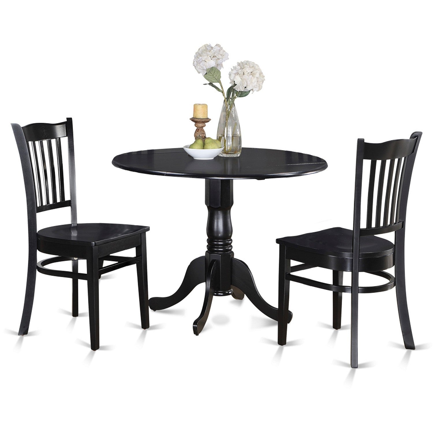 DLGR3-BLK-W 3 PC small Kitchen Table and Chairs set-round Kitchen Table and 2 dinette Chairs