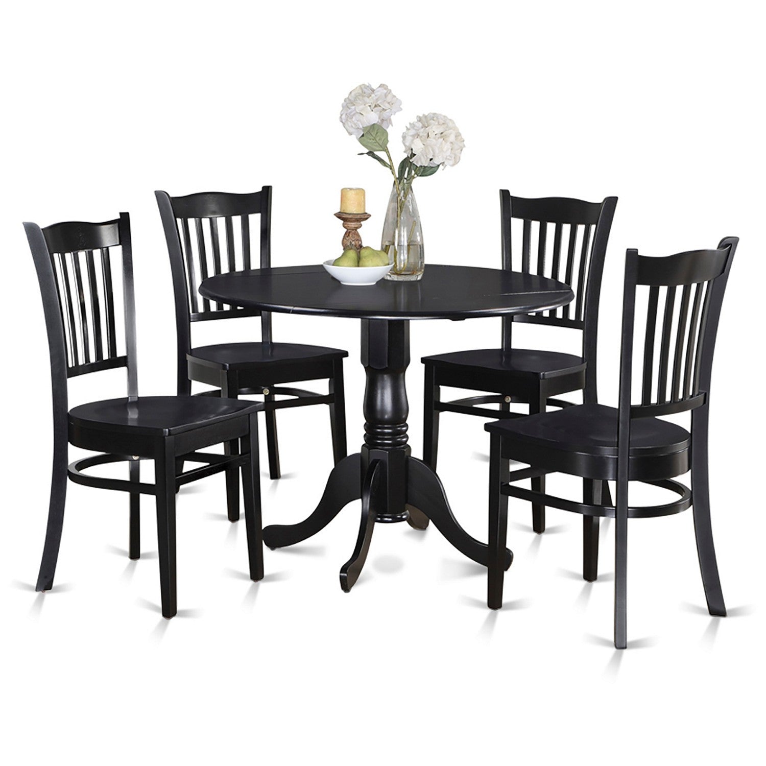 DLGR5-BLK-W 5 Pc Kitchen Table set-Table and 4 Kitchen Chairs
