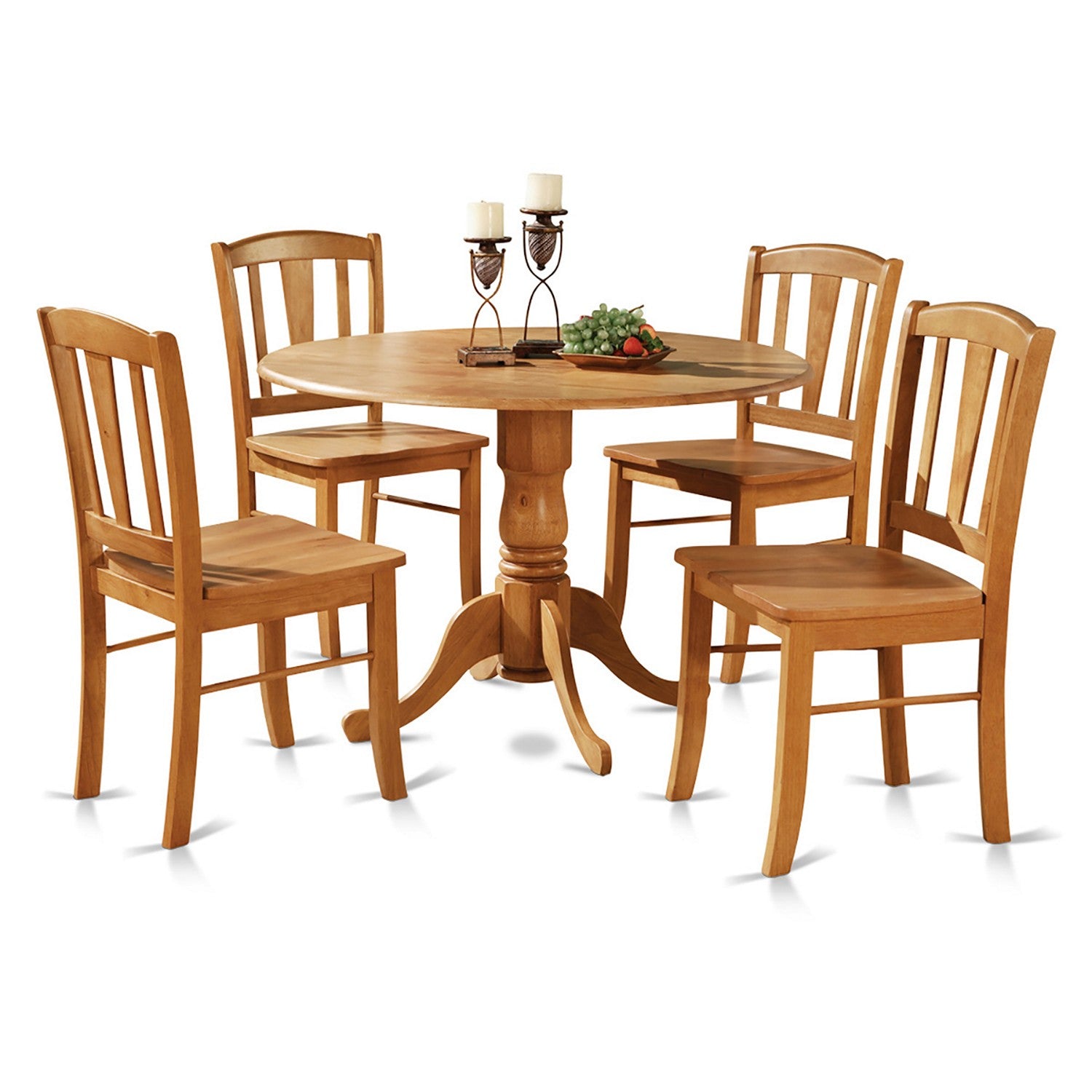 DLin5-OAK-W 5 Pc small Kitchen Table and Chairs set-round Table and 4 dinette Chairs Chairs