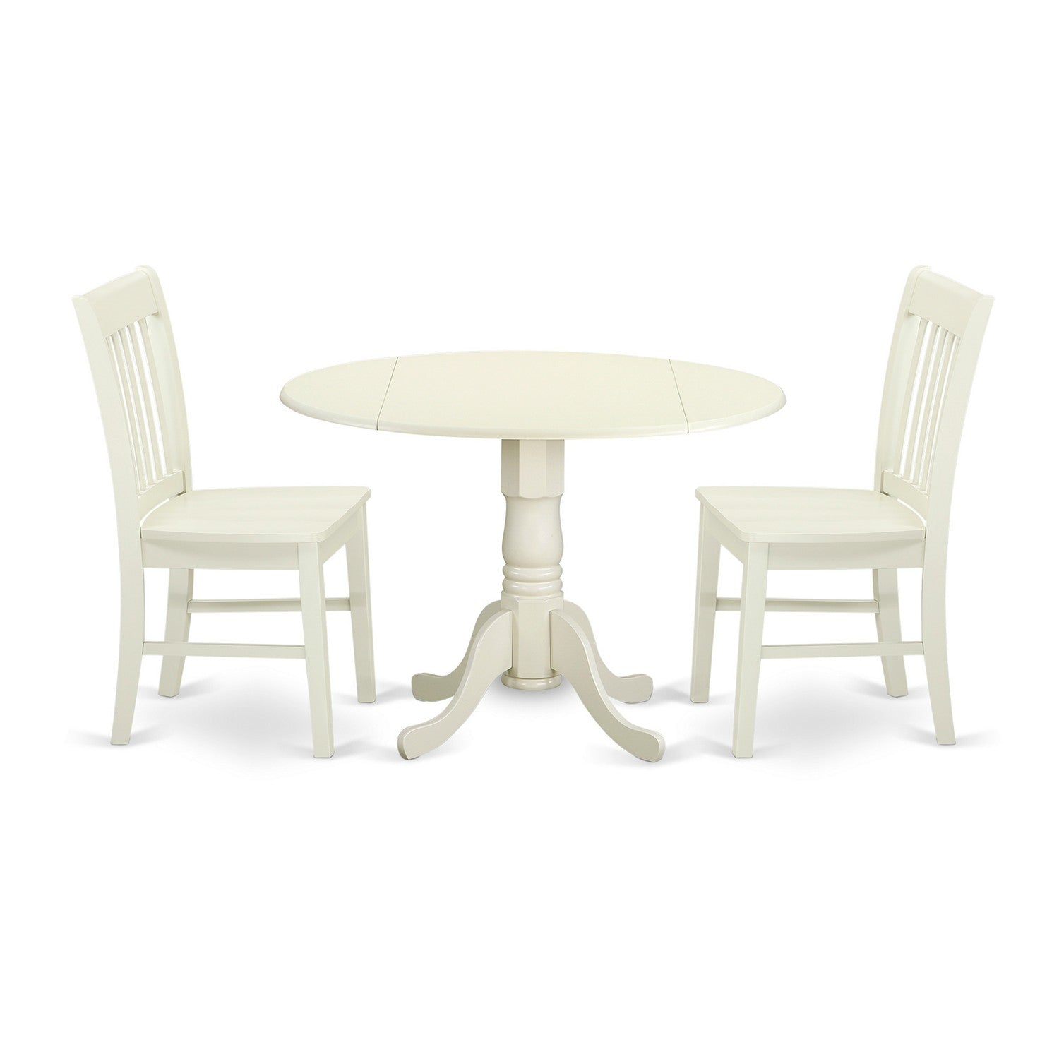 DLNO3-WHI-W 3 PC Dublin kitchen table set-Dining table and 2 wood seat kitchen chairs