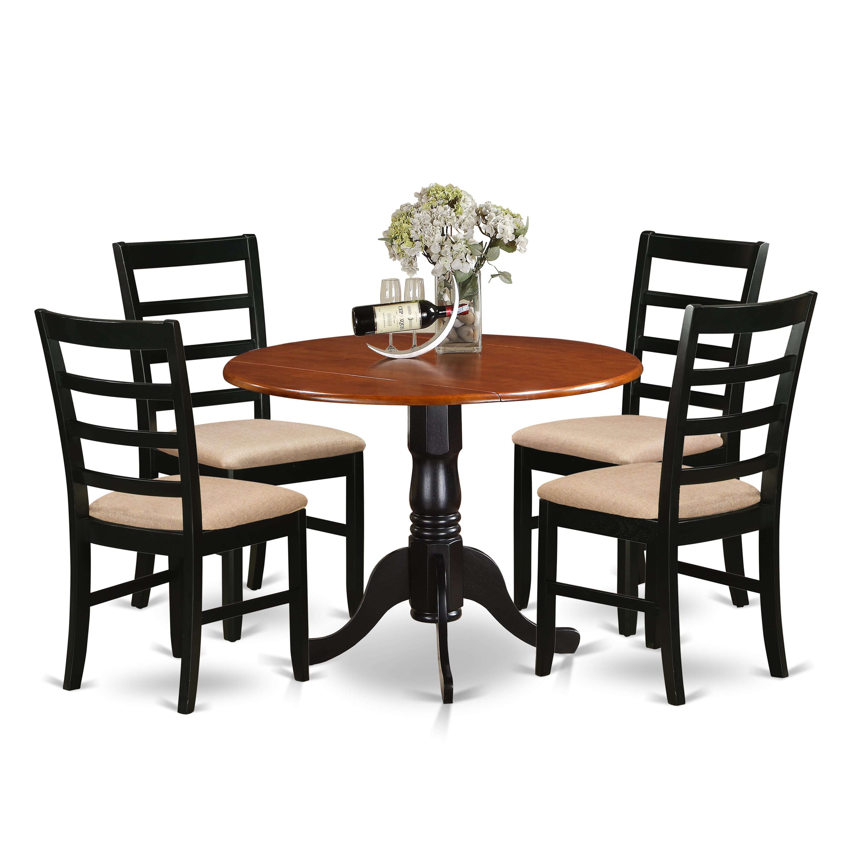 DLPF5-BCH-C 5 PC Kitchen Table set-Dining Table and 4 Wooden Kitchen Chairs