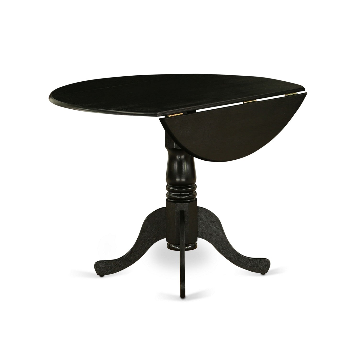 East West Furniture DLMZ5-AB6-06 5-Pc Dinette Set Contains a Pedestal Table with Drop Leaves and 4 Shitake Linen Fabric Parson Dining Chairs - Wire Brushed Black Finish