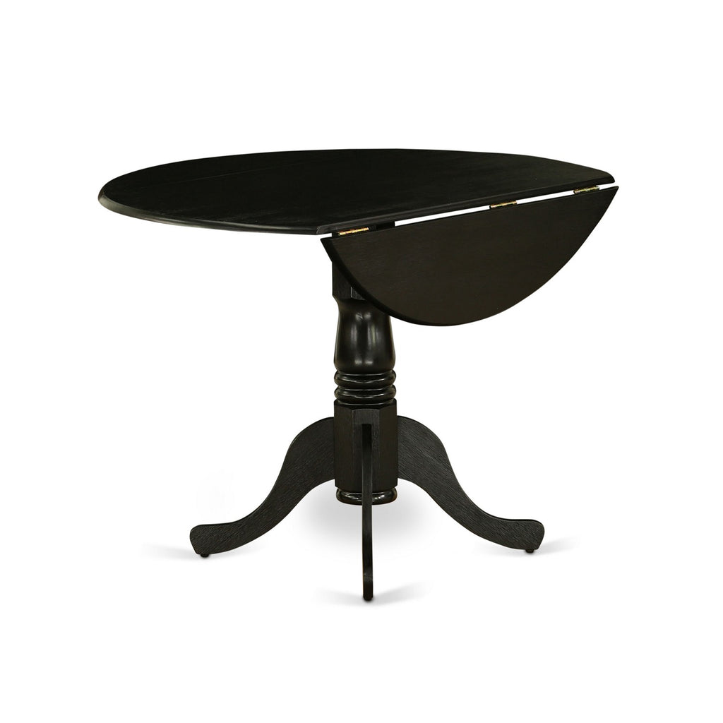 Mesa de comedor Dublin DLT-ABK-TP de East West Furniture: tablero redondo de madera con hojas abatibles y base de pedestal