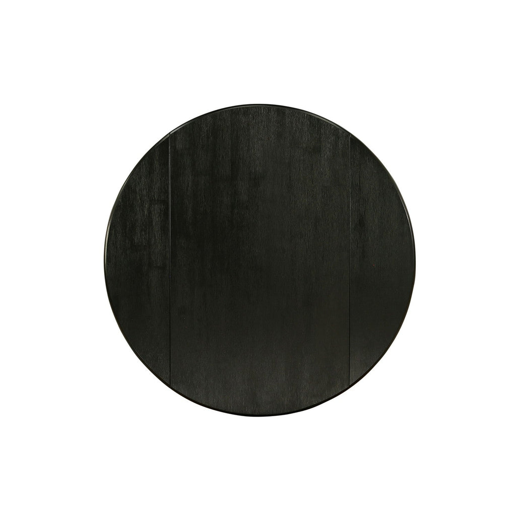 East West Furniture DMMZ5-AB6-50 5 Piece Modern Dining Table Set Includes a Round Wooden Table with Dropleaf and 4 Dark Gotham Grey Linen Fabric Parsons Chairs
