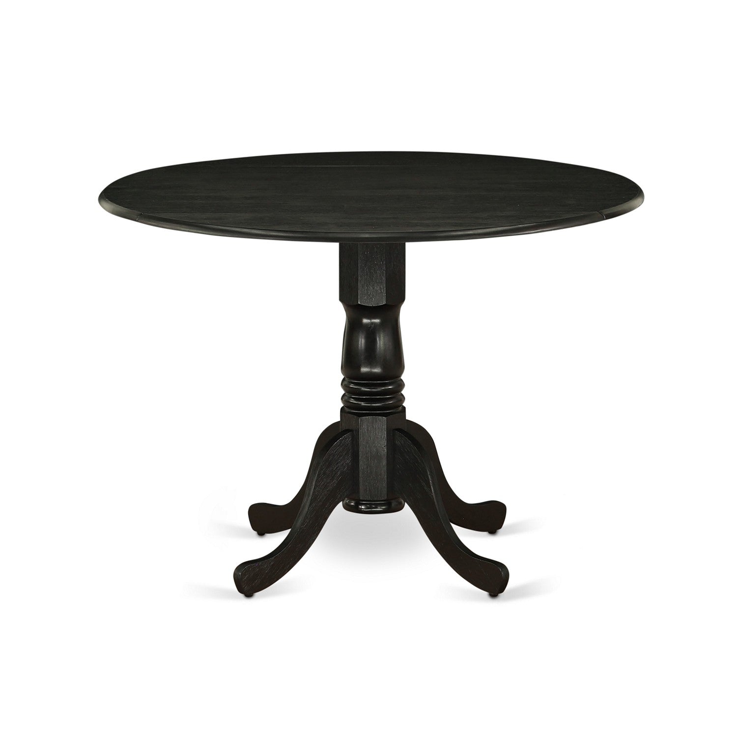 East West Furniture DLGA5-ABK-24 5-Pc Round Dining Set Included a Kitchen Table & 4 Parson Chairs, Black Linen Fabric Parsons Dining Chairs Seat with Rubber Wood Legs, Wirebrushed Black Finish