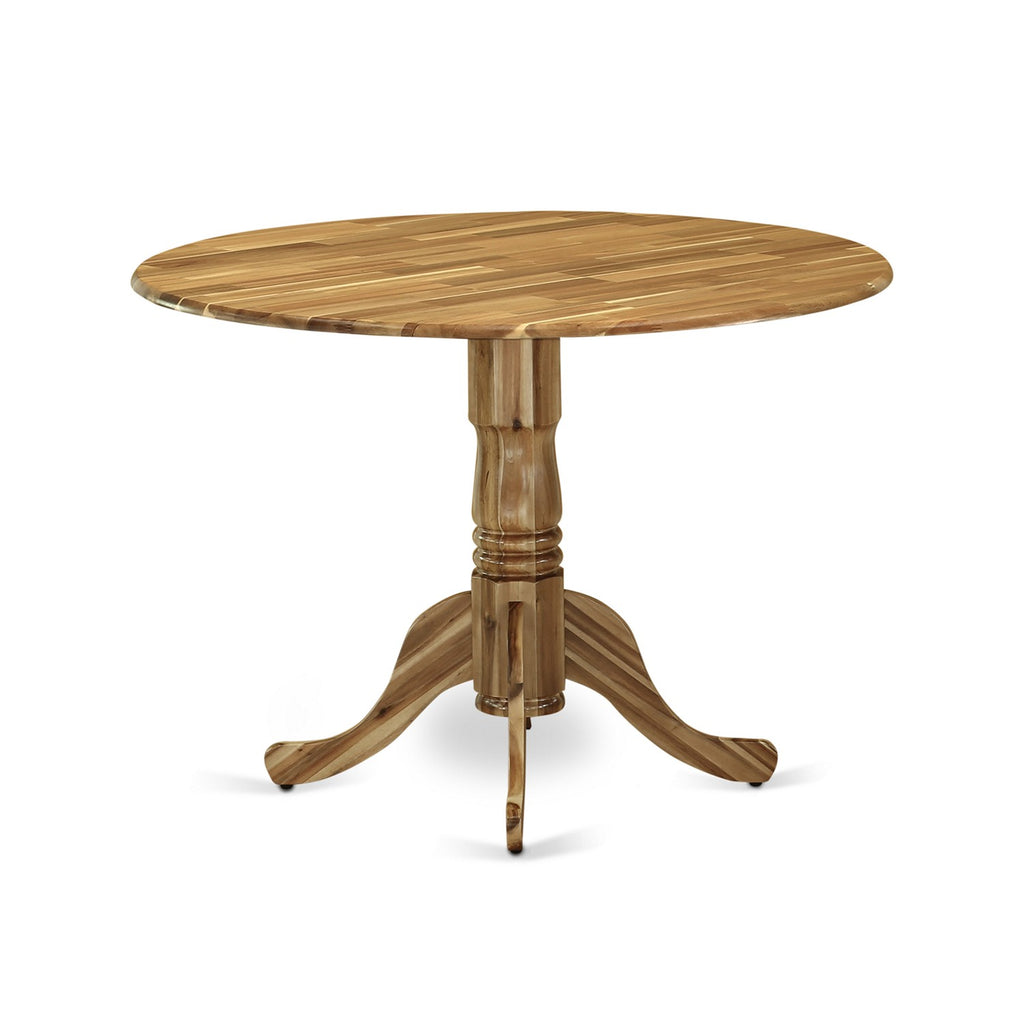 Mesa de comedor moderna Dublin DLT-ANA-TP de East West Furniture: mesa de cocina redonda con base abatible y pedestal