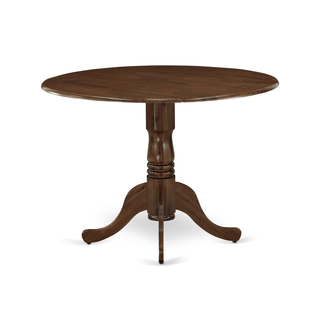 East West Furniture DLLA5-AWA-05 5 Piece Dinette Set for Small Spaces Contains a Round Dining Room Table with Dropleaf and 4 Upholstered Chairs