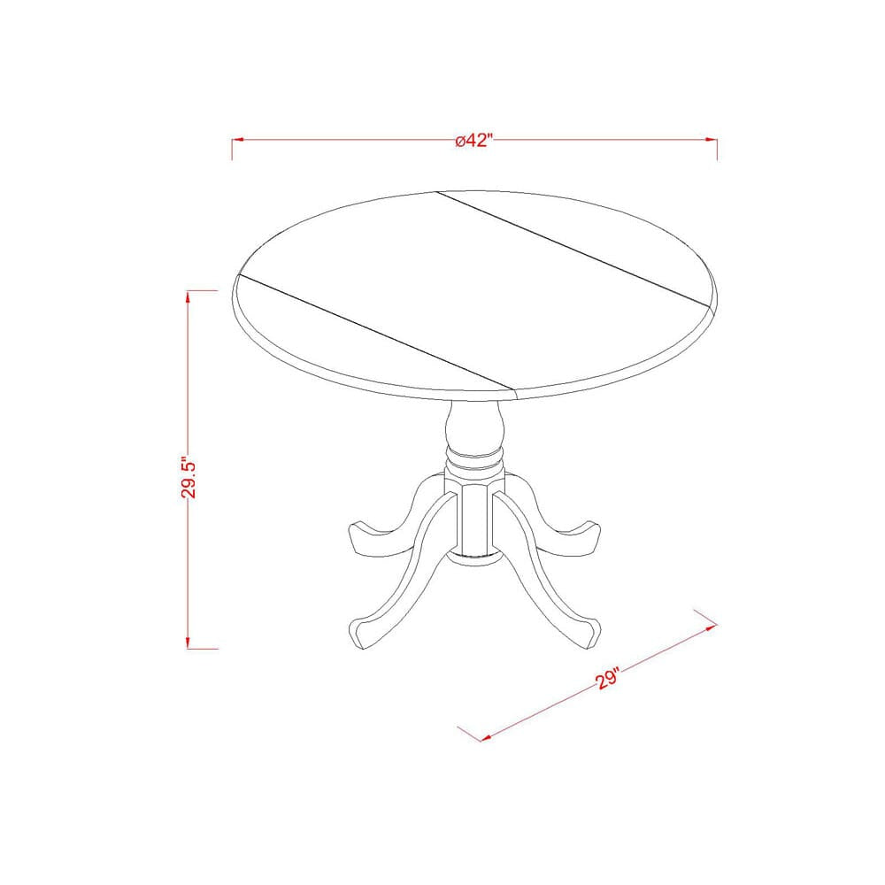 East West Furniture DLEL3-AWA-05 3 Piece Kitchen Table & Chairs Set Consist of a Round Dining Table with Dropleaf and 2 Upholstered Parson Chairs