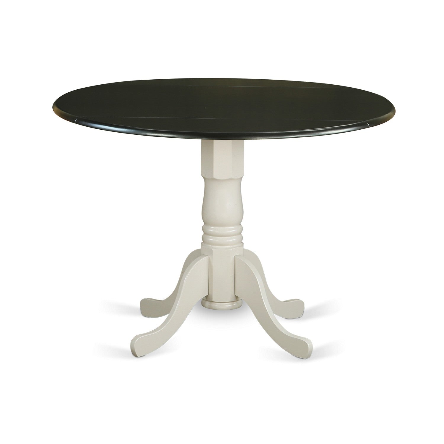 Mesa de comedor Dublin DLT-BLW-TP de East West Furniture: tablero redondo de madera maciza con hojas abatibles y base de pedestal