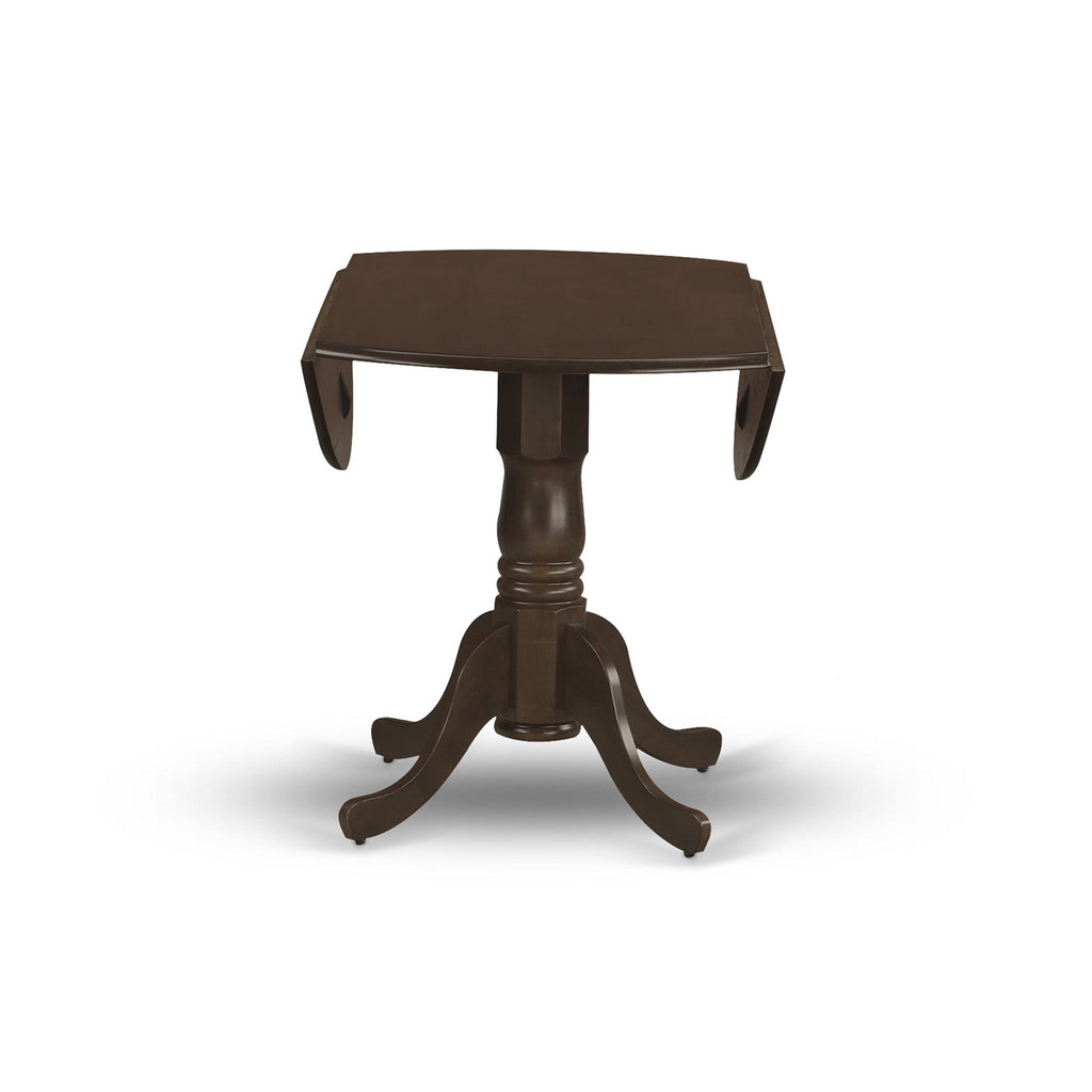 East West Furniture DLT-ESP-TP Dublin Modern Kitchen Table - a Round Dining Table Top with Dropleaf & Pedestal Base
